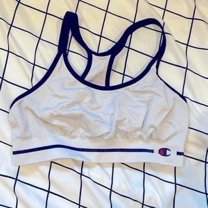 White and Navy champion sports bra size M